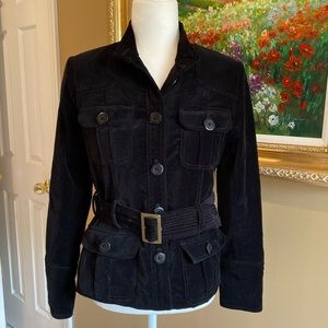 Willi Smith Black Velvet Belted Blazer